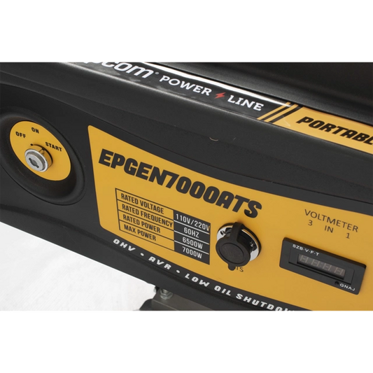 Generador a Gasolina Planta de Emergencia con Encendido Automático, 6.5KW, 220Vac 2 Fases, Jaula con Ruedas para Fácil Traslado