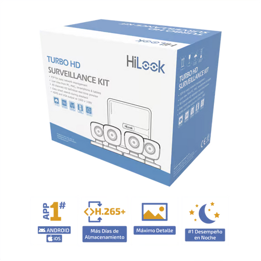 KIT TurboHD 720p DVR 4 canales 4 Cámaras Bala de Policarbonato
