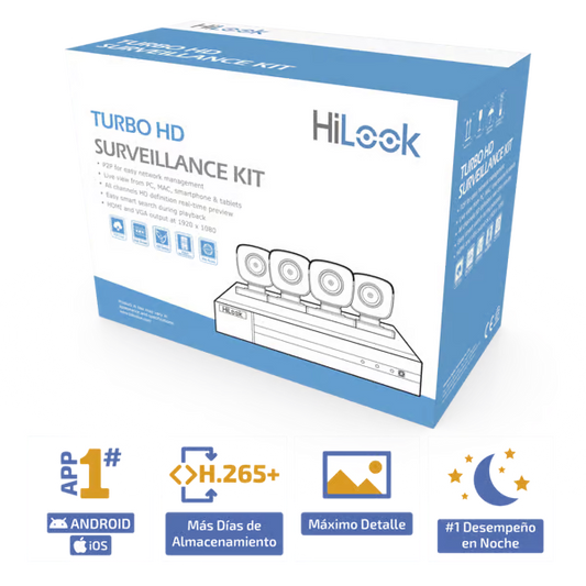 KIT TurboHD 1080p DVR 4 canales 4 Cámaras Bala de Metal