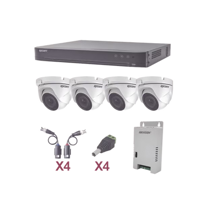 KIT TurboHD 1080p  DVR 4 Canales 4 Cámaras Eyeball (exterior 2.8 mm)