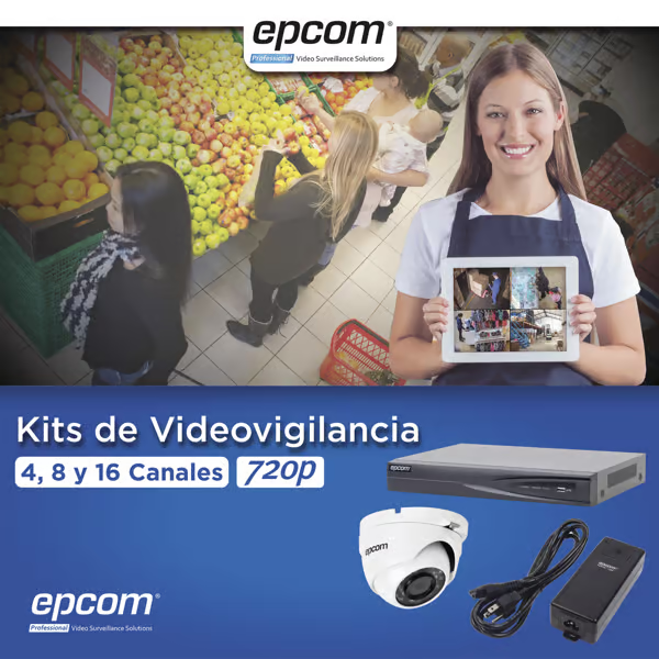 KIT TurboHD 1080p  DVR 4 Canales 4 Cámaras Eyeball (exterior 2.8 mm)