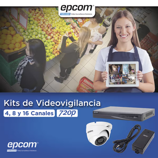 KIT TurboHD 1080p  DVR 4 Canales 4 Cámaras Eyeball (exterior 2.8 mm)