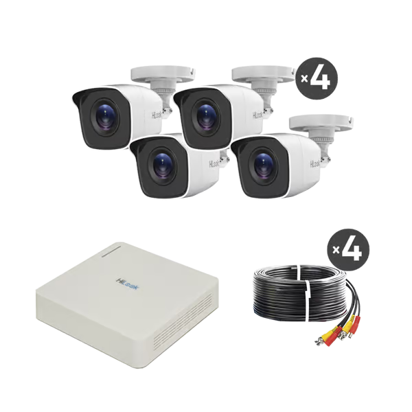 KIT TurboHD 720p DVR 4 canales 4 Cámaras Bala de Policarbonato