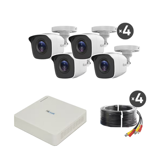 KIT TurboHD 720p DVR 4 canales 4 Cámaras Bala de Policarbonato