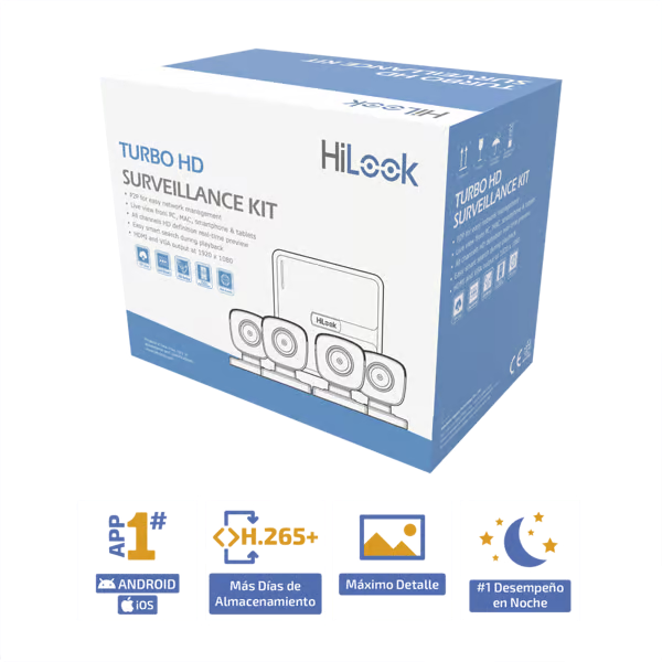 KIT TurboHD 720p DVR 4 canales 4 Cámaras Bala de Policarbonato