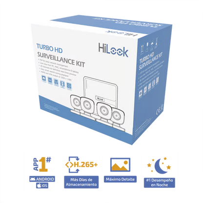 KIT TurboHD 720p DVR 4 canales 4 Cámaras Bala de Policarbonato