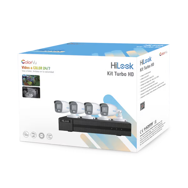 Kit TurboHD 1080p DVR 4 Canales 4 Cámaras Bala ColorVu con Micrófono Integrado