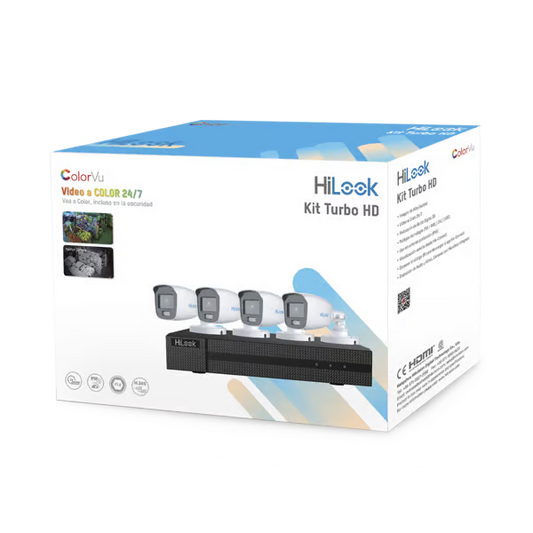 Kit TurboHD 1080p DVR 4 Canales 4 Cámaras Bala ColorVu con Micrófono Integrado