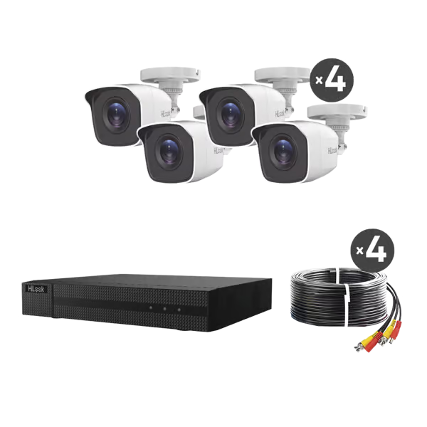 KIT TurboHD 1080p DVR 4 canales 4 Cámaras Bala de Metal