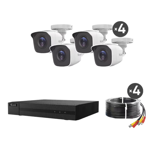 KIT TurboHD 1080p DVR 4 canales 4 Cámaras Bala de Metal