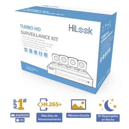 KIT TurboHD 1080p DVR 4 canales 4 Cámaras Bala de Metal